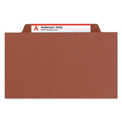 100% Recycled Pressboard Classification Folders, 3 Dividers, Legal Size, Red, 10-box