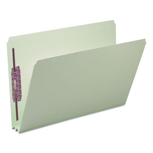 Recycled Pressboard Folders With Two Safeshield Coated Fasteners, Straight Tab, 2" Expansion, Legal Size, Gray-green, 25-box