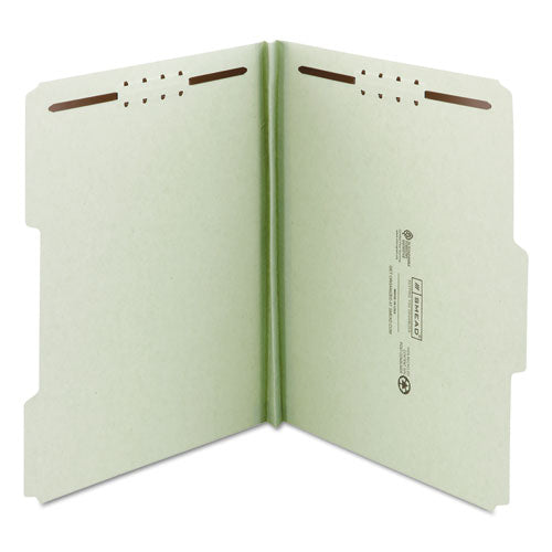 100% Recycled Pressboard Fastener Folders, Legal Size, Gray-green, 25-box