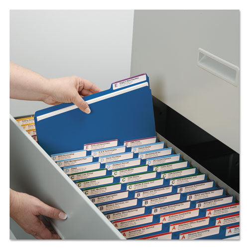 Expanding Recycled Heavy Pressboard Folders, 1-3-cut Tabs, 1" Expansion, Letter Size, Dark Blue, 25-box