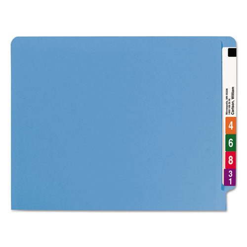 Reinforced End Tab Colored Folders, Straight Tab, Letter Size, Blue, 100-box