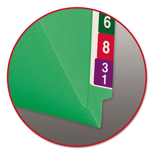 Reinforced End Tab Colored Folders, Straight Tab, Letter Size, Green, 100-box