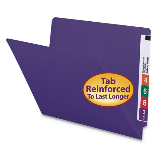 Reinforced End Tab Colored Folders, Straight Tab, Letter Size, Red, 100-box
