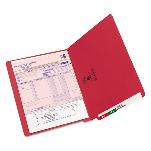 Reinforced End Tab Colored Folders, Straight Tab, Letter Size, Red, 100-box