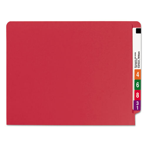 Reinforced End Tab Colored Folders, Straight Tab, Letter Size, Red, 100-box