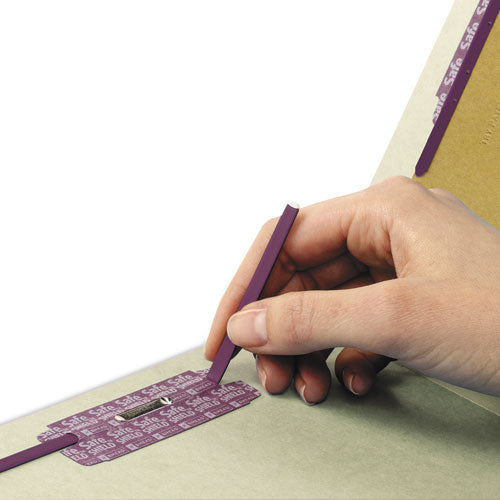 End Tab Pressboard Classification Folders With Safeshield Coated Fasteners, 1 Divider, Legal Size, Gray-green, 10-box