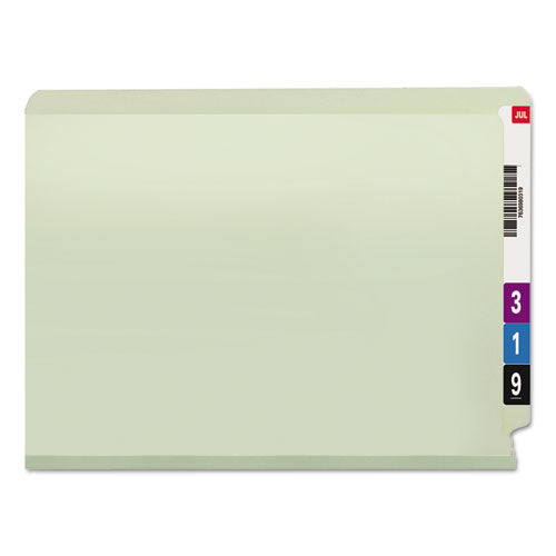 End Tab 3" Expansion Pressboard File Folders W-two Safeshield Coated Fasteners, Straight Tab, Letter Size, Gray-green, 25-box