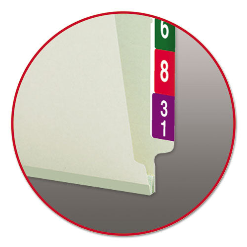 End Tab 1" Expansion Pressboard File Folders W-two Safeshield Coated Fasteners, Straight Tab, Legal Size, Gray-green, 25-box