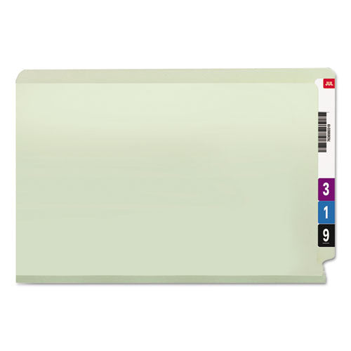 End Tab 3" Expansion Pressboard File Folders With Two Safeshield Coated Fasteners, Straight Tab, Legal, Gray-green, 25-box