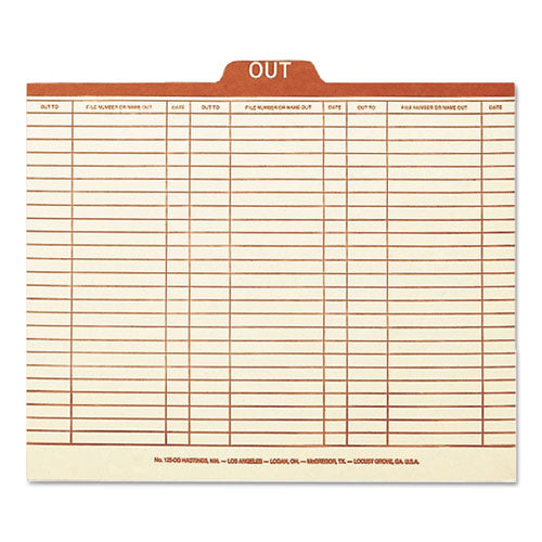 Manila Out Guides, Printed Form Style, 1-5-cut Top Tab, Out, 8.5 X 11, Manila, 100-box