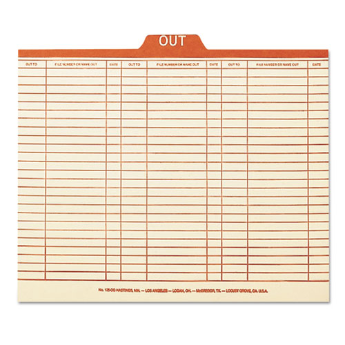 Manila Out Guides, Printed Form Style, 1-5-cut Top Tab, Out, 8.5 X 14, Manila, 100-box
