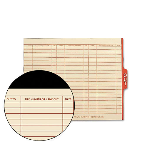 Manila Out Guides With Printed Form, 1-5-cut End Tab, Out, 8.5 X 11, Manila, 100-box