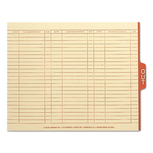 Manila Out Guides With Printed Form, 1-5-cut End Tab, Out, 8.5 X 11, Manila, 100-box