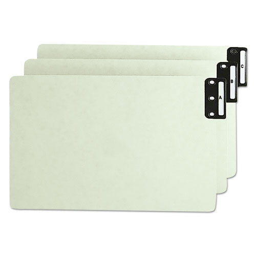 100% Recycled End Tab Pressboard Guides With Metal Tabs, 1-3-cut End Tab, Blank, 8.5 X 14, Green, 50-box