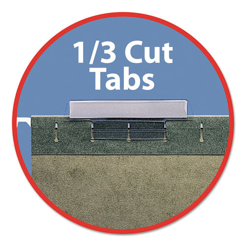Hanging Folders, Letter Size, 1-3-cut Tab, Standard Green, 25-box
