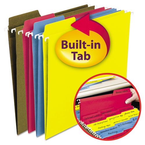 Fastab Hanging Folders, Letter Size, 1-3-cut Tab, Assorted, 18-box