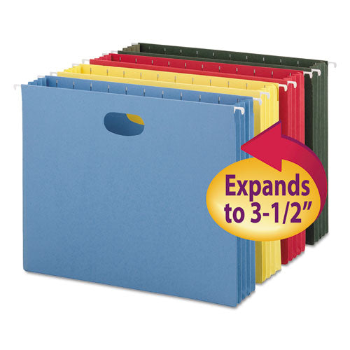 Hanging Pockets With Full-height Gusset, Letter Size, 1-5-cut Tab, Sky Blue, 25-box