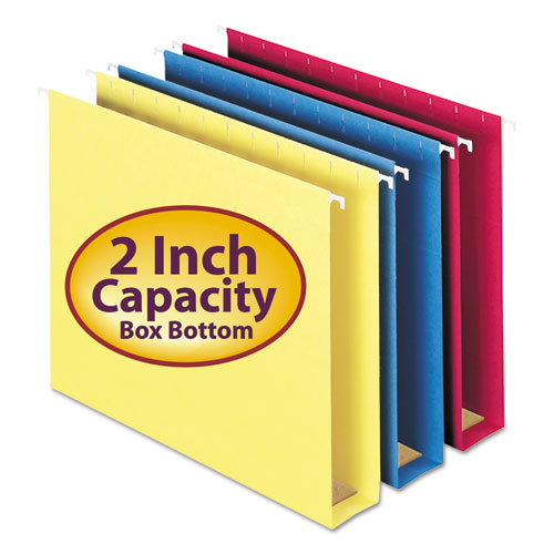 Box Bottom Hanging File Folders, Letter Size, 1-5-cut Tab, Assorted, 25-box