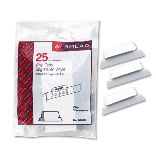 Poly Index Tabs And Inserts For Hanging File Folders, 1-3-cut Tabs, White-clear, 3.5" Wide, 25-pack