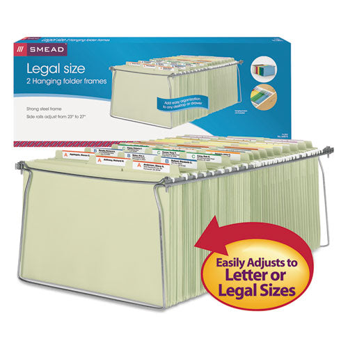 Hanging Folder Frame, Legal Size, 23-27" Long, Steel, 2-pack