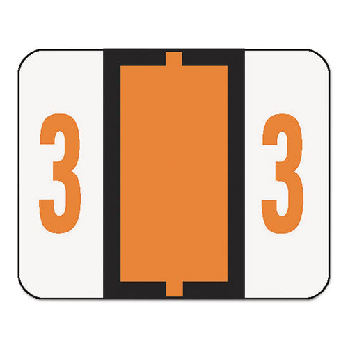 Numerical End Tab File Folder Labels, 3, 1 X 1.25, White, 500-roll
