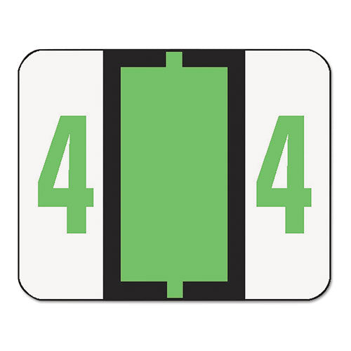 Numerical End Tab File Folder Labels, 4, 1 X 1.25, White, 500-roll