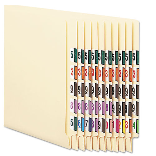Numerical End Tab File Folder Labels, 5, 1 X 1.25, White, 500-roll