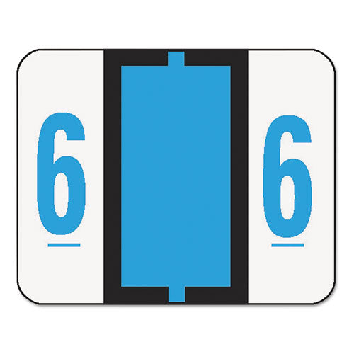 Numerical End Tab File Folder Labels, 6, 1 X 1.25, White, 500-roll