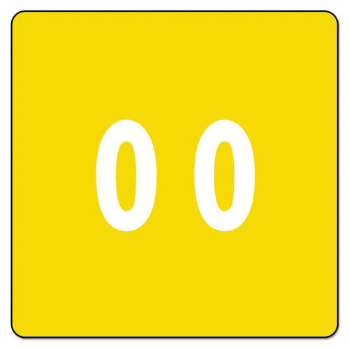 Numerical End Tab File Folder Labels, 0, 1.5 X 1.5, Yellow, 250-roll