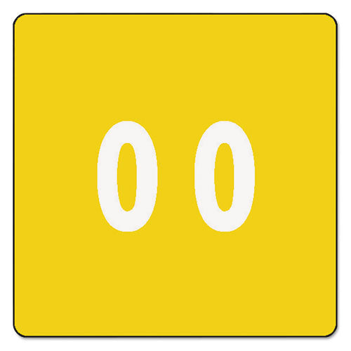 Numerical End Tab File Folder Labels, 0, 1.5 X 1.5, Yellow, 250-roll