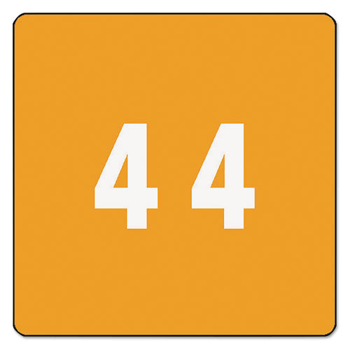 Numerical End Tab File Folder Labels, 4, 1.5 X 1.5, Orange, 250-roll