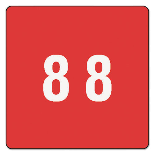 Numerical End Tab File Folder Labels, 8, 1.5 X 1.5, Red, 250-roll