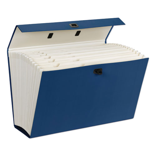 Expanding File Box, 16.63" Expansion, 19 Sections, 1-19-cut Tab, Legal Size, Blue