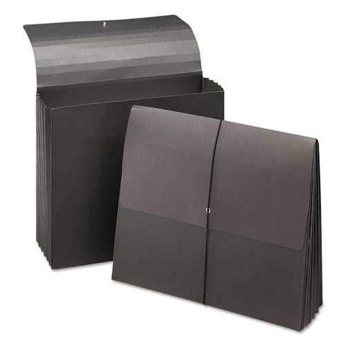 Extra-wide Expanding Wallets W- Elastic Cord, 5.25" Expansion, 1 Section, Letter Size, Black, 10-box