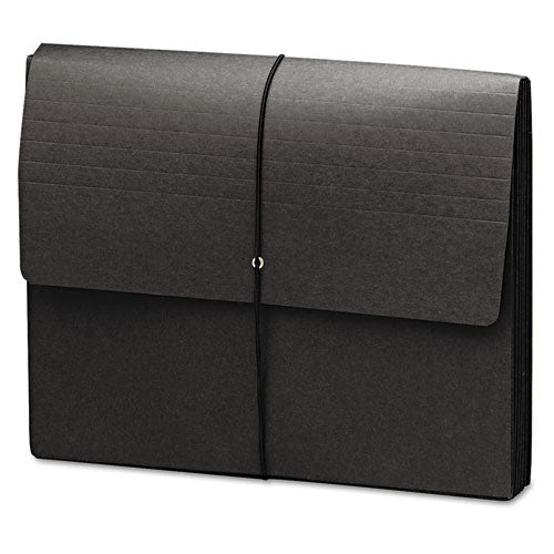 Extra-wide Expanding Wallets W- Elastic Cord, 5.25" Expansion, 1 Section, Letter Size, Black, 10-box