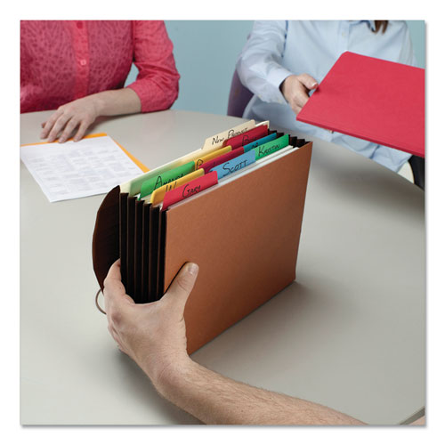 Extra-wide Expanding Wallets W- Elastic Cord, 5.25" Expansion, 1 Section, Letter Size, Redrope