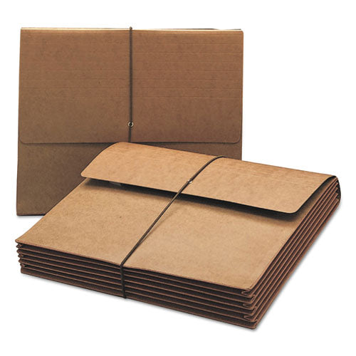Extra-wide Expanding Wallets W- Elastic Cord, 5.25" Expansion, 1 Section, Legal Size, Redrope