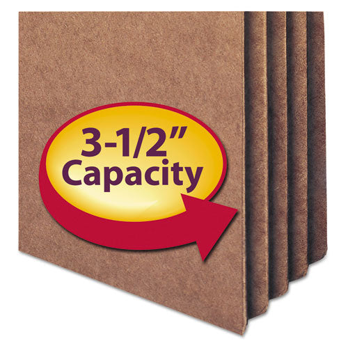 100% Recycled Top Tab File Pockets, 3.5" Expansion, Letter Size, Redrope, 25-box