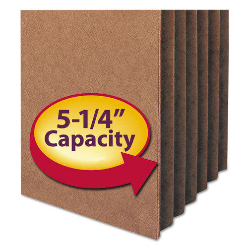 100% Recycled Top Tab File Pockets, 5.25" Expansion, Letter Size, Redrope, 10-box