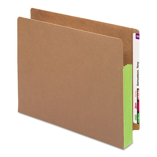 Redrope Drop-front End Tab File Pockets W- Fully Lined Colored Gussets, 3.5" Expansion, Letter Size, Redrope-green, 10-box
