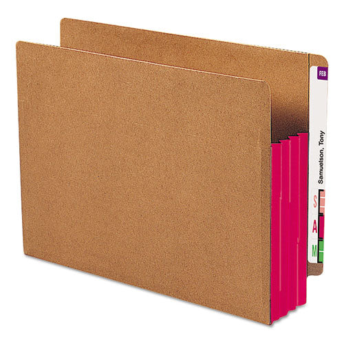 Redrope Drop-front End Tab File Pockets W- Fully Lined Colored Gussets, 3.5" Expansion, Letter Size, Redrope-red, 10-box