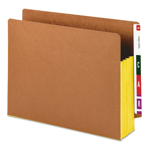 Redrope Drop-front End Tab File Pockets W- Fully Lined Colored Gussets, 3.5" Expansion, Letter Size, Redrope-yellow, 10-box