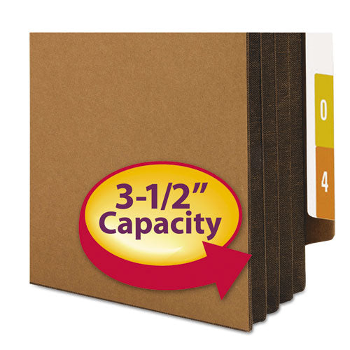 Redrope Drop-front End Tab File Pockets W- Fully Lined Colored Gussets, 3.5" Exp, Legal Size, Redrope-dark Brown, 10-box