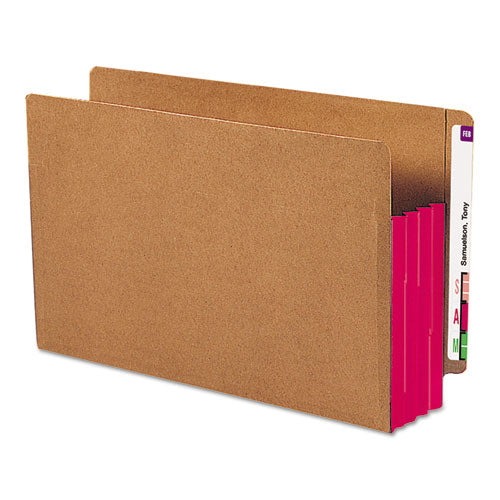 Redrope Drop-front End Tab File Pockets With Fully Lined Colored Gussets, 3.5" Expansion, Legal Size, Redrope-red, 10-box