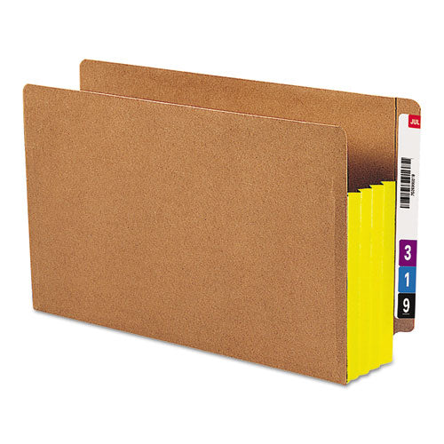 Redrope Drop-front End Tab File Pockets W- Fully Lined Colored Gussets, 3.5" Expansion, Legal Size, Redrope-yellow, 10-box