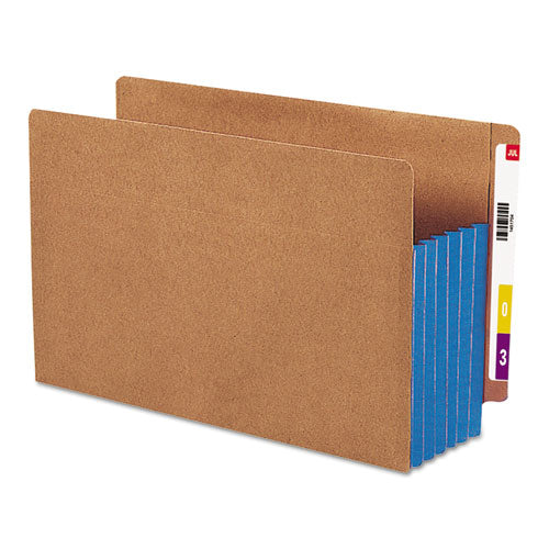 Redrope Drop-front End Tab File Pockets W- Fully Lined Colored Gussets, 5.25" Expansion, Legal Size, Redrope-blue, 10-box