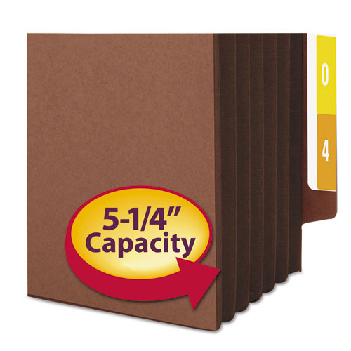 Redrope Drop-front End Tab File Pockets With Fully Lined Colored Gussets, 5.25" Expansion, Legal, Redrope-dark Brown, 10-box