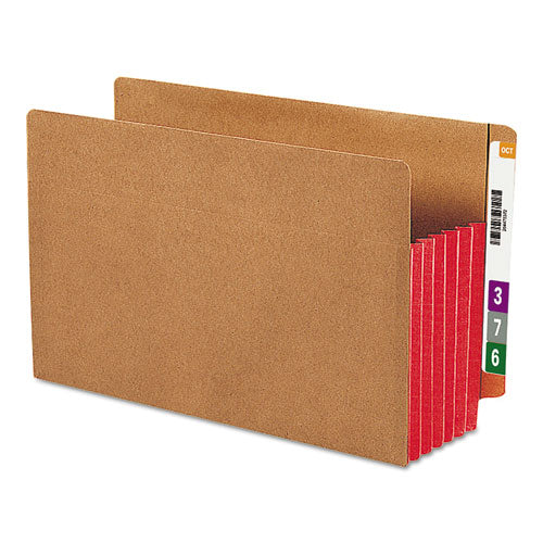 Redrope Drop-front End Tab File Pockets W- Fully Lined Colored Gussets, 5.25" Expansion, Legal Size, Redrope-red, 10-box
