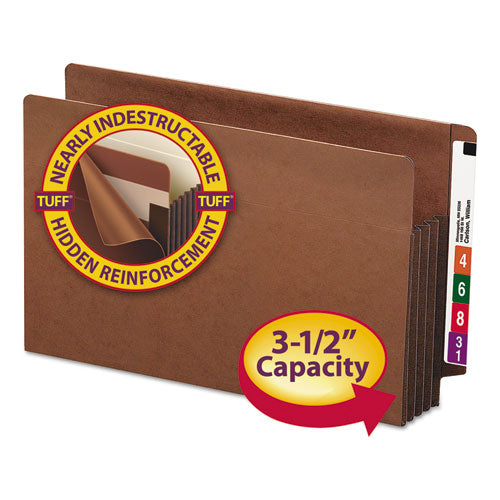 Heavy-duty Redrope End Tab Tuff Pockets, 3.5" Expansion, Legal Size, Redrope, 10-box