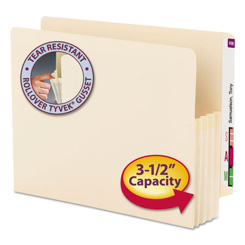 Manila End Tab File Pockets, 3.5" Expansion, Letter Size, Manila, 25-box